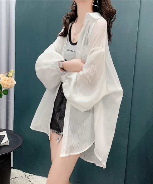 Airy Stripe Over Blouse